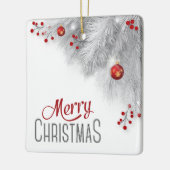 Frosty Silver Bough Red Decorations kerst Keramisch Ornament (Links)