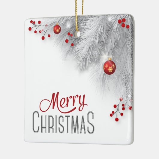 Frosty Silver Bough Red Decorations kerst Keramisch Ornament (Links)