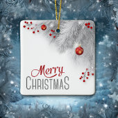 Frosty Silver Bough Red Decorations kerst Keramisch Ornament