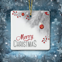 Frosty Silver Bough Red Decorations kerst