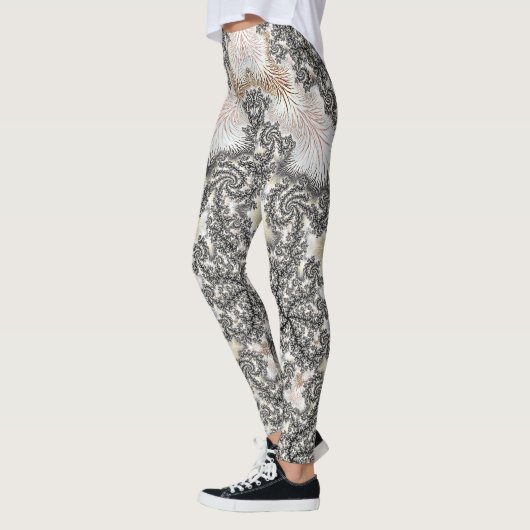 Frosty Silver Ice Crystals Bevroren look Fractal A Leggings (Links)