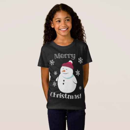 Frosty Sneeuwman Leuk Dier Vrolijk Kerstfeest T-shirt (Voorkant volledig)