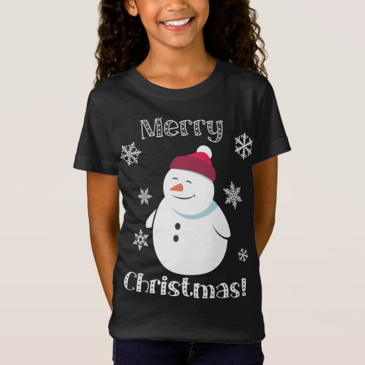 Frosty Sneeuwman Leuk Dier Vrolijk Kerstfeest T-shirt (Voorkant)