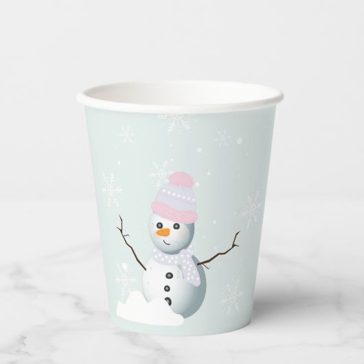 Frosty sneeuwvlokken sneeuwpop Verjaardagsfeest Papieren Bekers (Voorkant)
