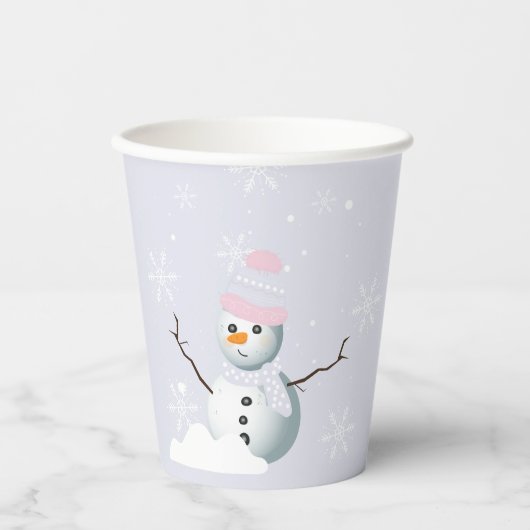 Frosty sneeuwvlokken sneeuwpop Verjaardagsfeest Papieren Bekers (Voorkant)