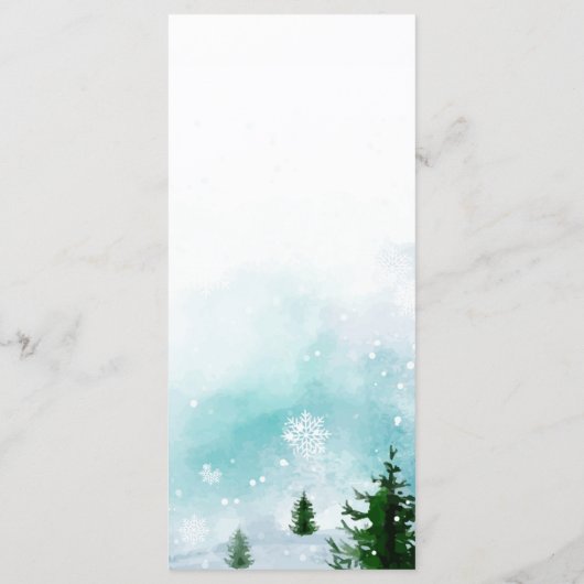 Frosty Sneeuwvlokken Winter Bruiloft Menu (Achterkant)