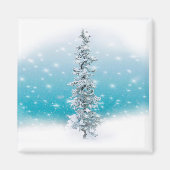 Frosty Snow Scene Pine Tree Snowflakes Magneet (Voorkant)