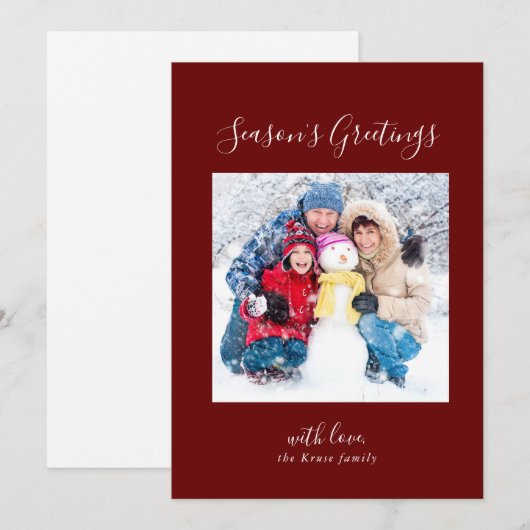 Frosty Snow White Family Foto Sason's Greetings Feestdagenkaart (Voorkant / Achterkant)