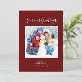 Frosty Snow White Family Foto Sason's Greetings Feestdagenkaart (Staand voorkant)