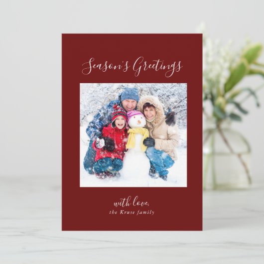 Frosty Snow White Family Foto Sason's Greetings Feestdagenkaart (Staand voorkant)