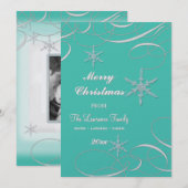 Frosty Snowflake Christmas Foto Wenskaarten Feestdagenkaart (Voorkant / Achterkant)