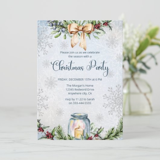 Frosty Snowly Winter Kerstfeest Kaart (Staand voorkant)