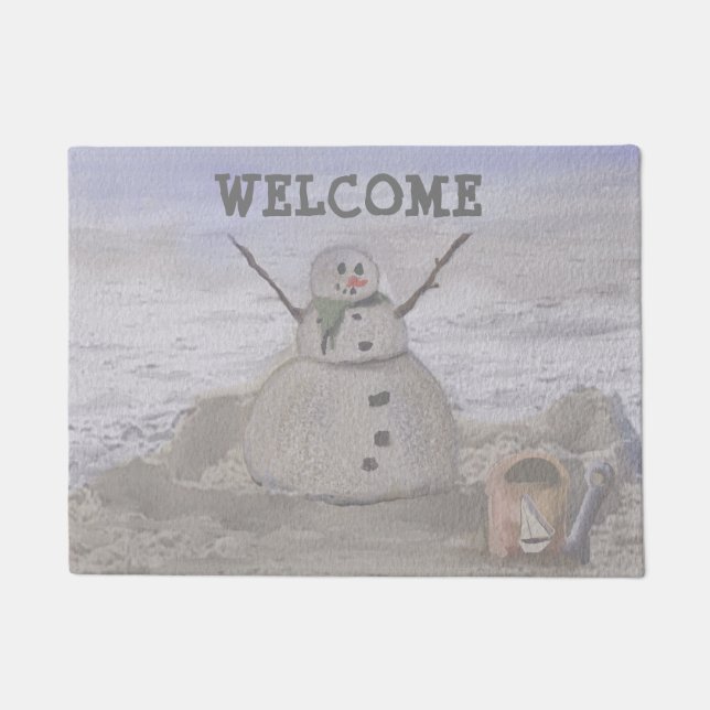 Frosty Snowman bij de bar Welcome Doormat Deurmat (Voorkant)