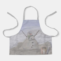 Frosty Snowman bij het strand kleine Schort