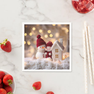 Frosty Snowman Broers en Zussen Winter Joy Servet