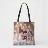 Frosty Snowman Broers en Zussen Winter Joy Tote Bag (Voorkant)