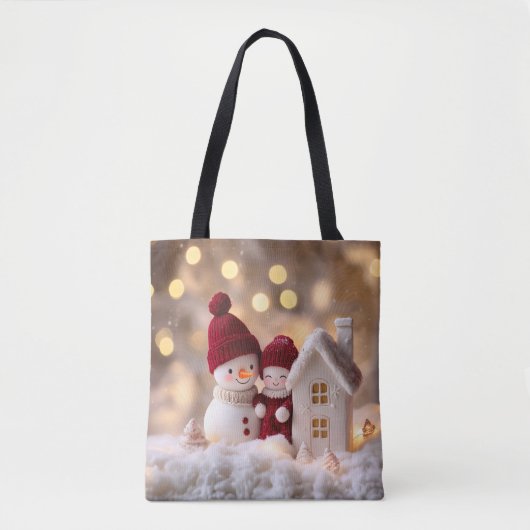 Frosty Snowman Broers en Zussen Winter Joy Tote Bag (Voorkant)
