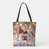 Frosty Snowman Broers en Zussen Winter Joy Tote Bag (Achterkant)