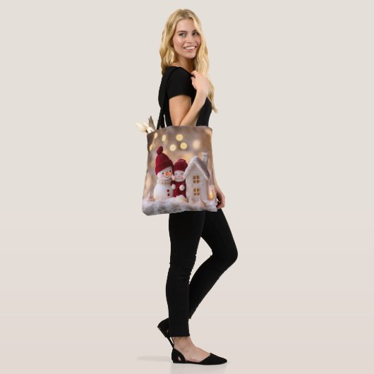 Frosty Snowman Broers en Zussen Winter Joy Tote Bag (Op model)