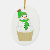Frosty Snowman Cupcake Keramisch Ornament (Voorkant)