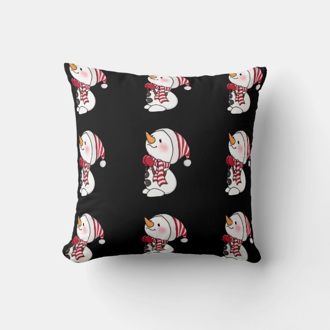 Frosty Snowman Design Wintervakantie collectie Kussen (Voorkant)