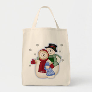 Frosty Snowman Familie - Blauw Tote Bag