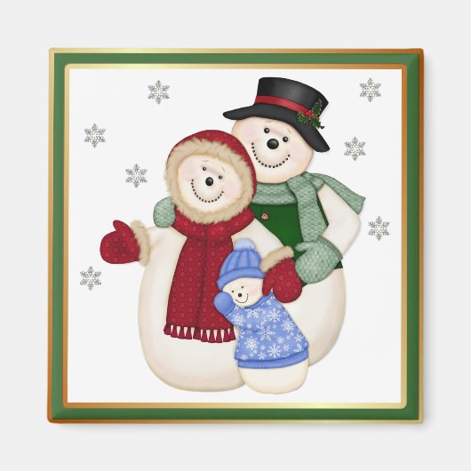 Frosty Snowman Family - Roze Magneet (Voorkant)