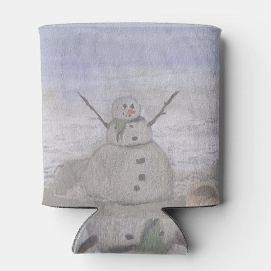 Frosty Snowman in het strand Blikjeskoeler (Achterkant)