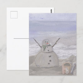 Frosty Snowman in het strand Briefkaart