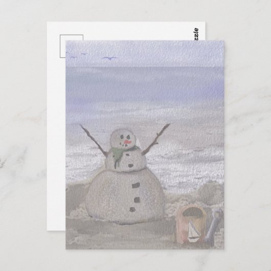 Frosty Snowman in het strand Briefkaart (Voorkant / Achterkant)