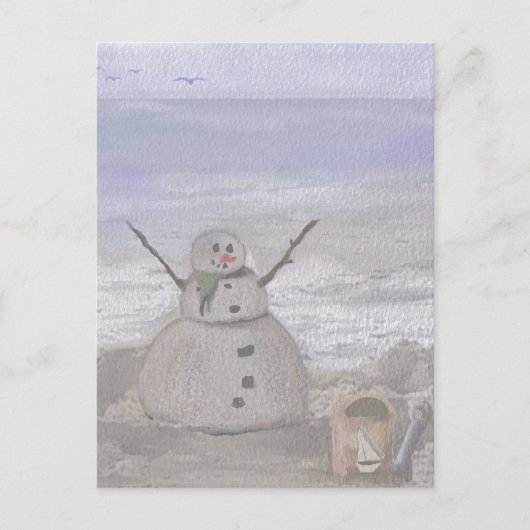 Frosty Snowman in het strand Briefkaart (Voorkant)