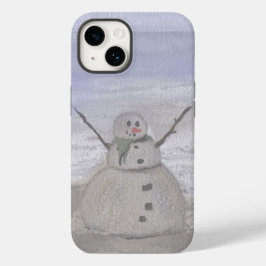 Frosty Snowman in het strand Case-Mate iPhone 14 Hoesje