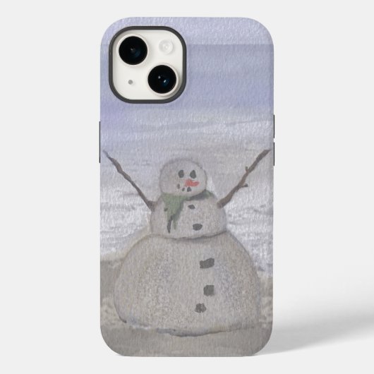 Frosty Snowman in het strand Case-Mate iPhone Case (Achterkant)