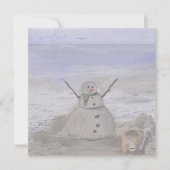 Frosty Snowman in het strand Feestdagenkaart (Voorkant)
