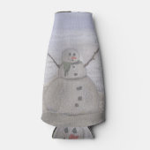Frosty Snowman in het strand Flesjeskoeler (Voorkant)