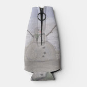 Frosty Snowman in het strand Flesjeskoeler (Achterkant)