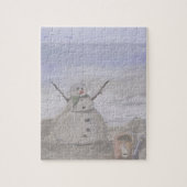 Frosty Snowman in het strand Legpuzzel (Verticaal)