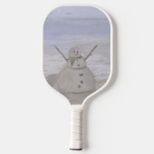 Frosty Snowman in het strand Pickleball Paddle (Achterkant)