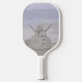 Frosty Snowman in het strand Pickleball Paddle