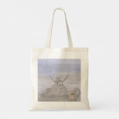 Frosty Snowman in het strand Tote Bag (Achterkant)