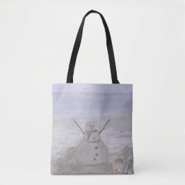 Frosty Snowman in het strand Tote Bag