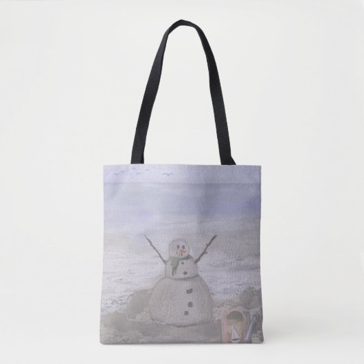 Frosty Snowman in het strand Tote Bag (Voorkant)