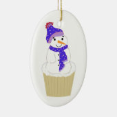 Frosty Snowman met blauwe Accessoires Keramisch Ornament (Rechts)