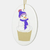 Frosty Snowman met blauwe Accessoires Keramisch Ornament (Links)