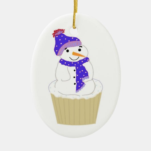 Frosty Snowman met blauwe Accessoires Keramisch Ornament (Voorkant)