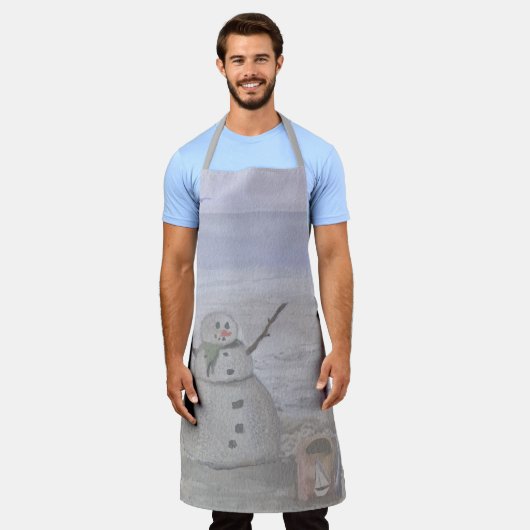 Frosty Snowman op het strand Grote Schort (Gedragen)