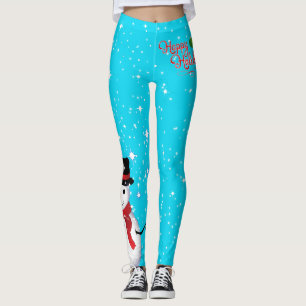 Frosty Snowman Prettige feestdagen Starry on (uw k Leggings