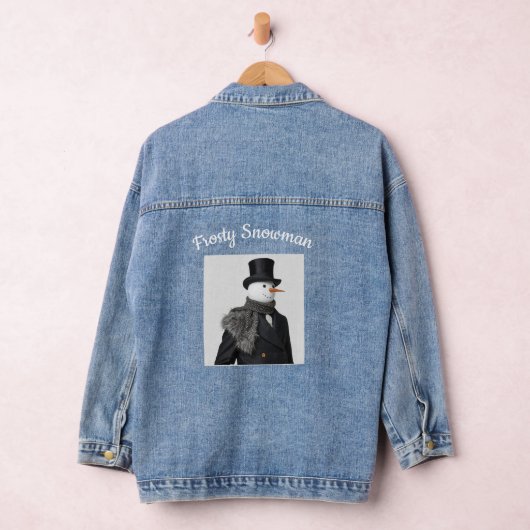 Frosty Snowman Simple Elegant Chirstmas Snowman  Denim Jacket (Hangar)