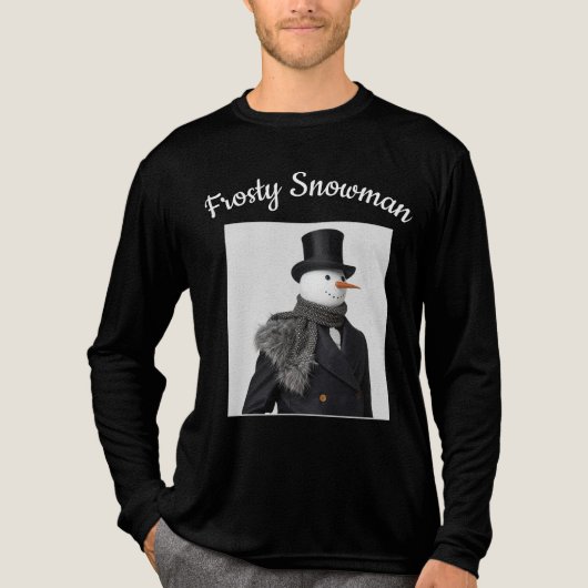 Frosty Snowman Simple Elegant Chirstmas Snowman  Tri-Blend Shirt (Voorkant volledig)