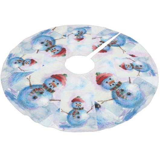 Frosty Snowman Tree Skirt Kerstboom Rok (Gekanteld)
